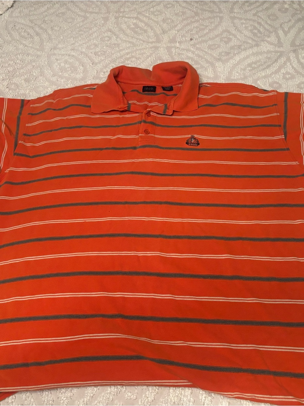 Izod Orange Striped Polo Shirt with Navy and White Accents size 5xl